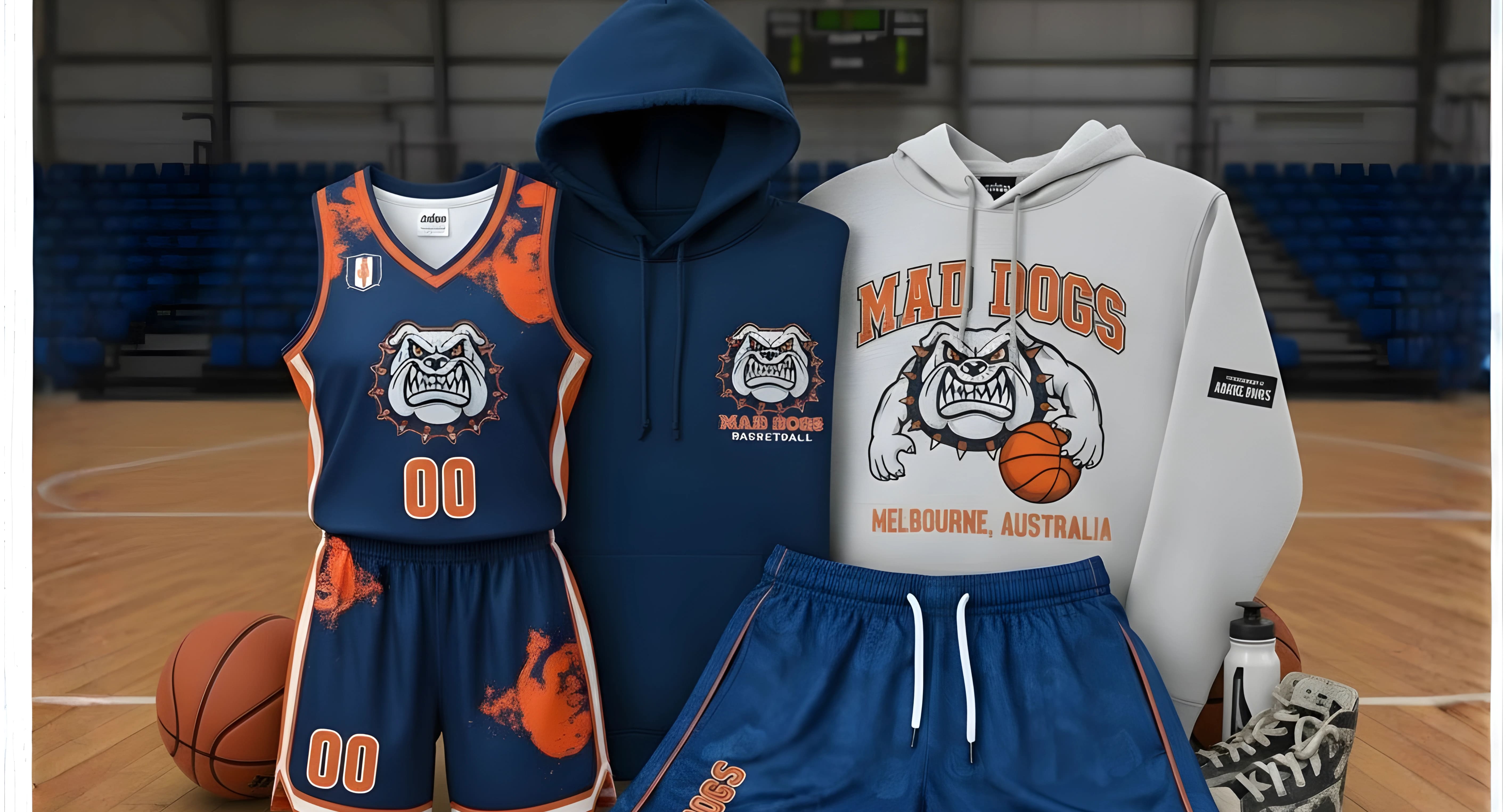 Custom basketball shorts and hoodies completing the team look