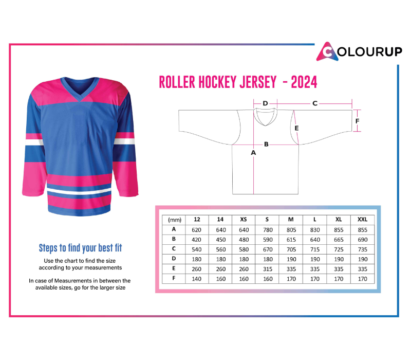 Ice Hockey Jersey Size Chart - Colourup Uniforms